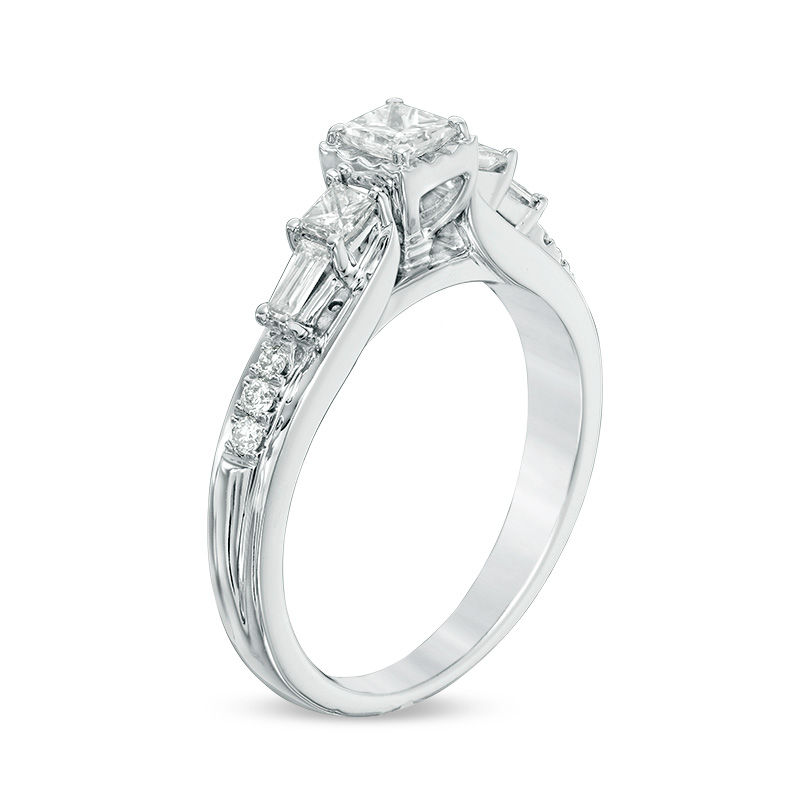Main Image 2 of 5/8 CT. T.W. Princess-Cut Diamond Past Present Future® Engagement Ring in 14K White Gold