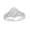 Thumbnail Image 1 of 1/2 CT. T.W. Composite Diamond Oval Frame Twist Vintage-Style Engagement Ring in 10K White Gold