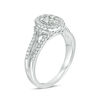 Thumbnail Image 2 of 1/2 CT. T.W. Composite Diamond Oval Frame Twist Vintage-Style Engagement Ring in 10K White Gold