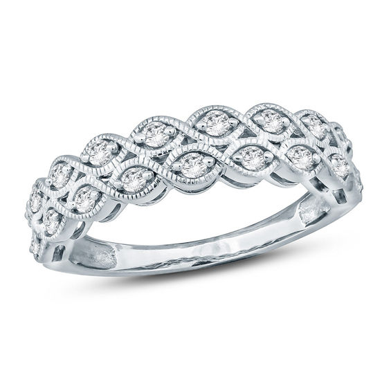 1/3 CT. T.w. Diamond Twist Double Row Vintage-Style Anniversary Band in Sterling Silver