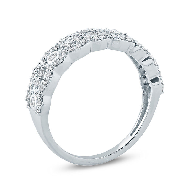 Main Image 2 of 1/2 CT. T.W. Diamond Alternating Round and Marquise Scallop Anniversary Band in 10K White Gold