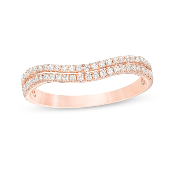 1/4 CT. T.w. Diamond Double Row Contour Anniversary Ring in 10K Rose Gold