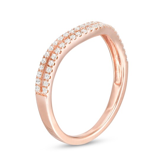 1/4 CT. T.w. Diamond Double Row Contour Anniversary Ring in 10K Rose Gold