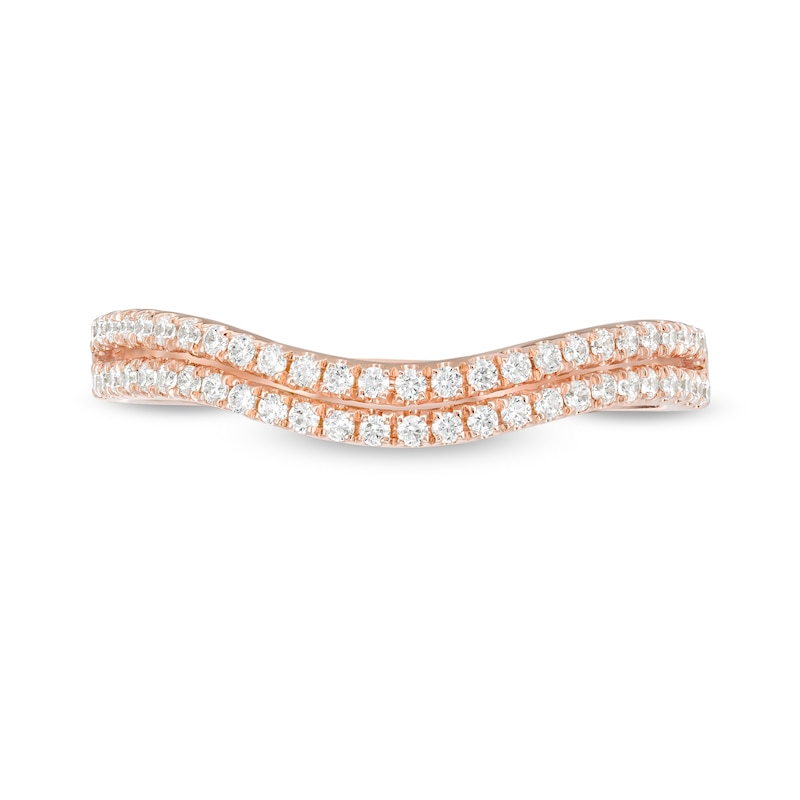 1/4 CT. T.W. Diamond Double Row Contour Anniversary Ring in 10K Rose Gold
