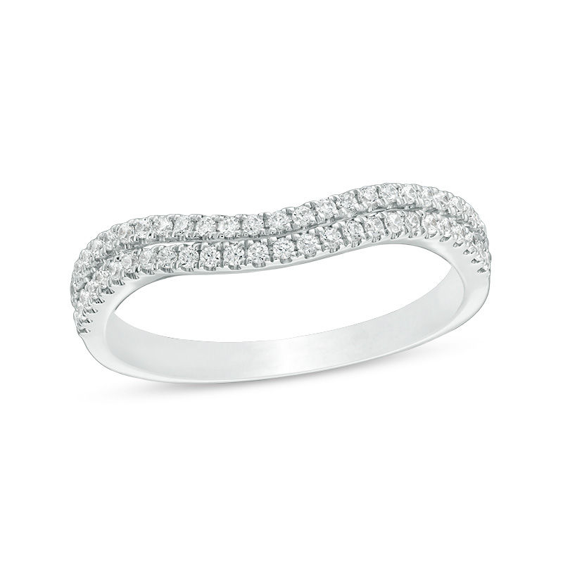 Main Image 1 of 1/4 CT. T.W. Diamond Double Contour Anniversary Band in 10K White Gold