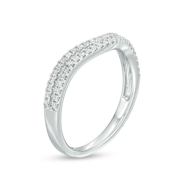 Main Image 2 of 1/4 CT. T.W. Diamond Double Contour Anniversary Band in 10K White Gold