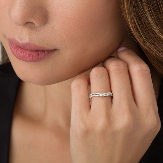 1/4 CT. T.w. Diamond Double Contour Anniversary Band in 10K White Gold