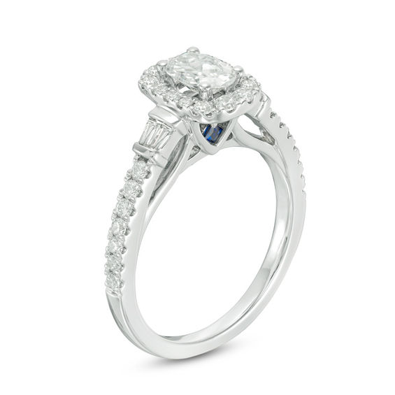 Vera Wang Love Collection 1 CT. T.w. Certified Oval Diamond Frame Engagement Ring in 14K White Gold (I/Si2)