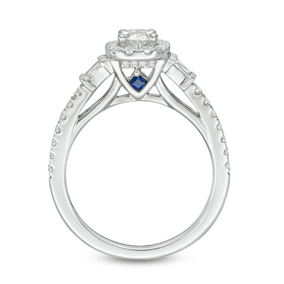 Vera Wang Love Collection 1 CT. T.w. Certified Oval Diamond Frame Engagement Ring in 14K White Gold (I/Si2)