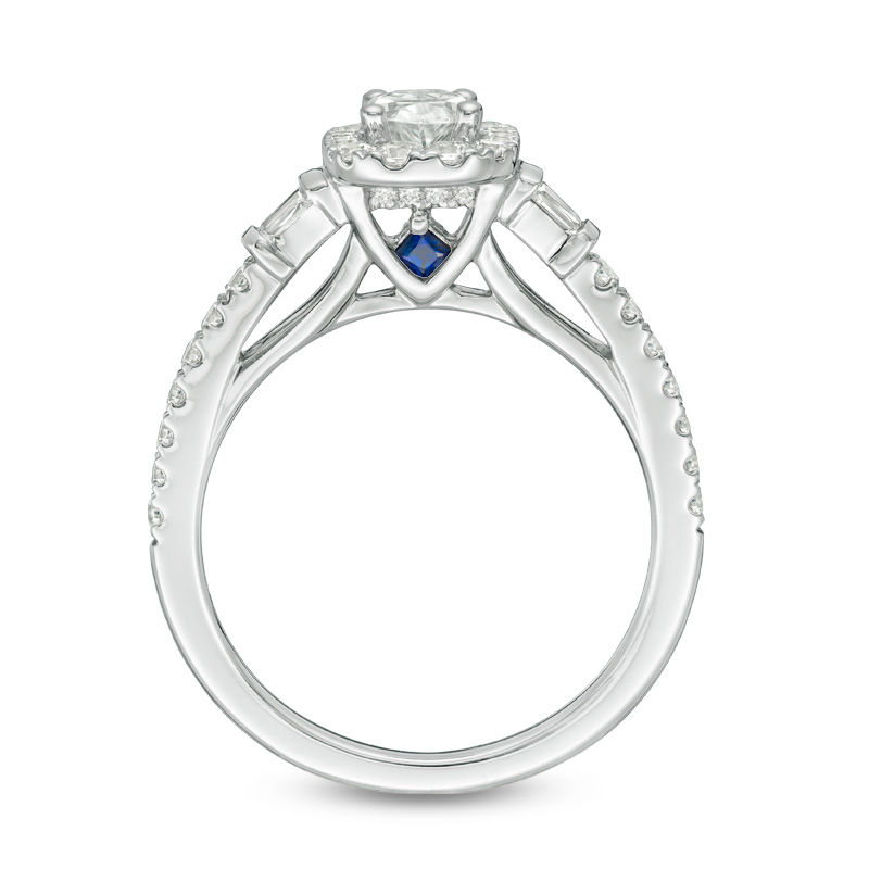 Vera Wang Love Collection 1 CT. T.W. Certified Oval Diamond Frame Engagement Ring in 14K White Gold (I/SI2)