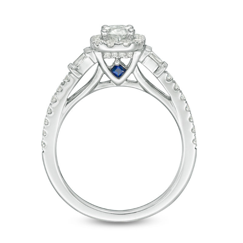 Main Image 3 of Vera Wang Love Collection 1 CT. T.W. Certified Oval Diamond Frame Engagement Ring in 14K White Gold (I/SI2)