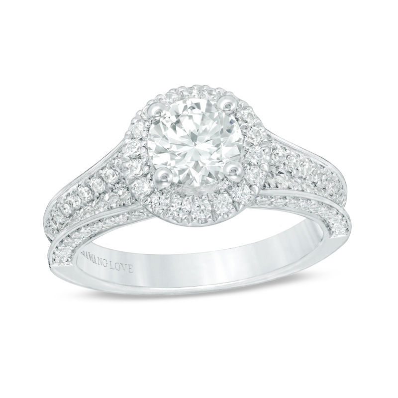 Main Image 1 of Vera Wang Love Collection 1-3/4 CT. T.W. Certified Diamond Frame Engagement Ring in Platinum (I/SI2)