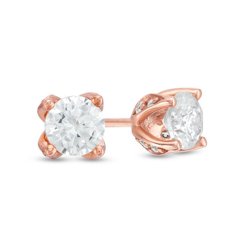 Main Image 1 of Love's Destiny by Zales 5/8 CT. T.W. Certified Diamond Solitaire Stud Earrings in 14K Rose Gold (I/I2)