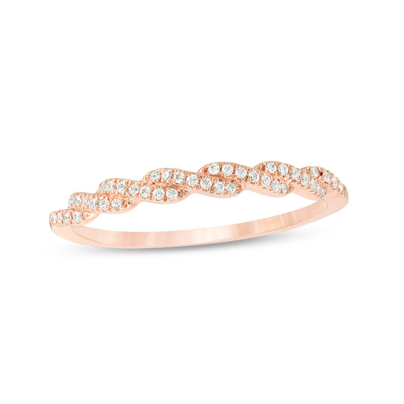 1/10 CT. T.W. Diamond Twist Anniversary Band in 10K Rose Gold