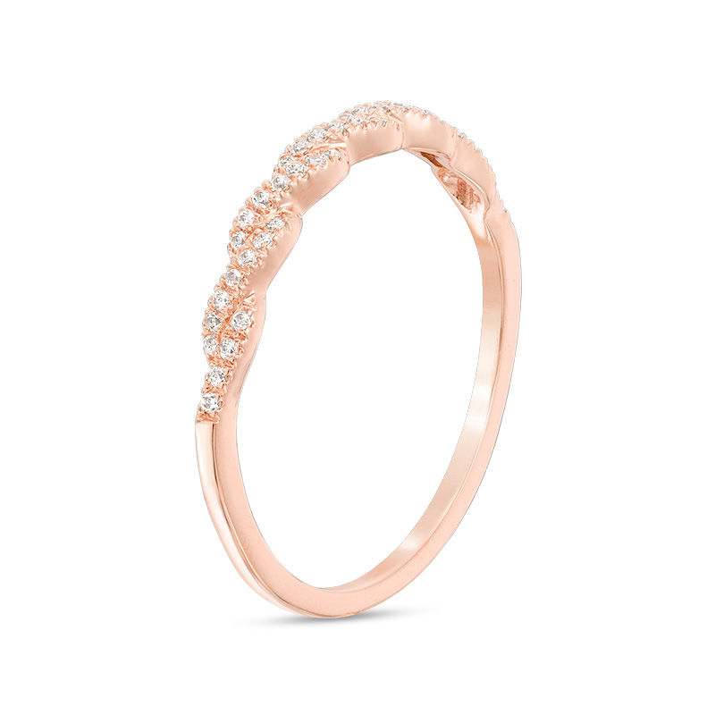 1/10 CT. T.W. Diamond Twist Anniversary Band in 10K Rose Gold