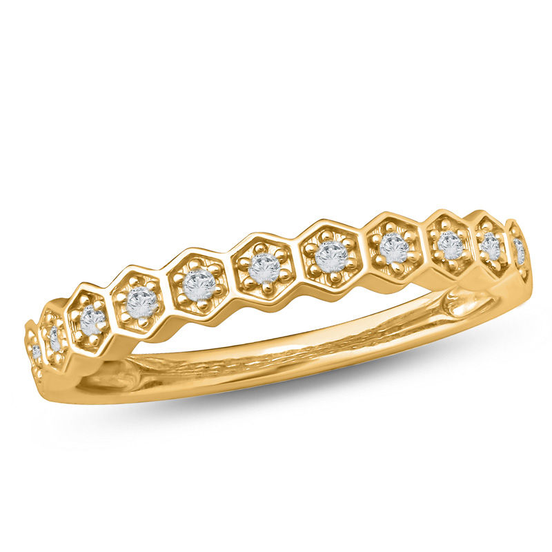 Main Image 1 of 1/10 CT. T.W. Diamond Hexagon Stackable Band in 10K Gold