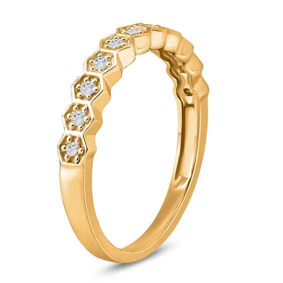 1/10 CT. T.w. Diamond Hexagon Stackable Band in 10K Gold