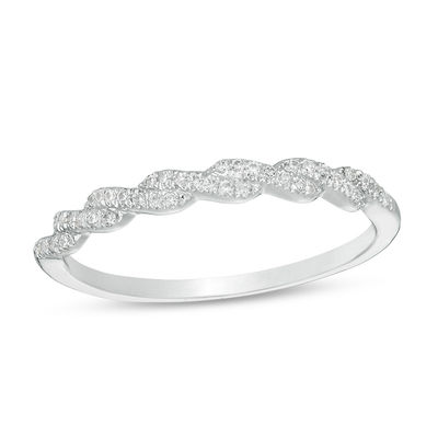 1/10 CT. T.W. Diamond Twist Anniversary Band in 10K White Gold | Zales