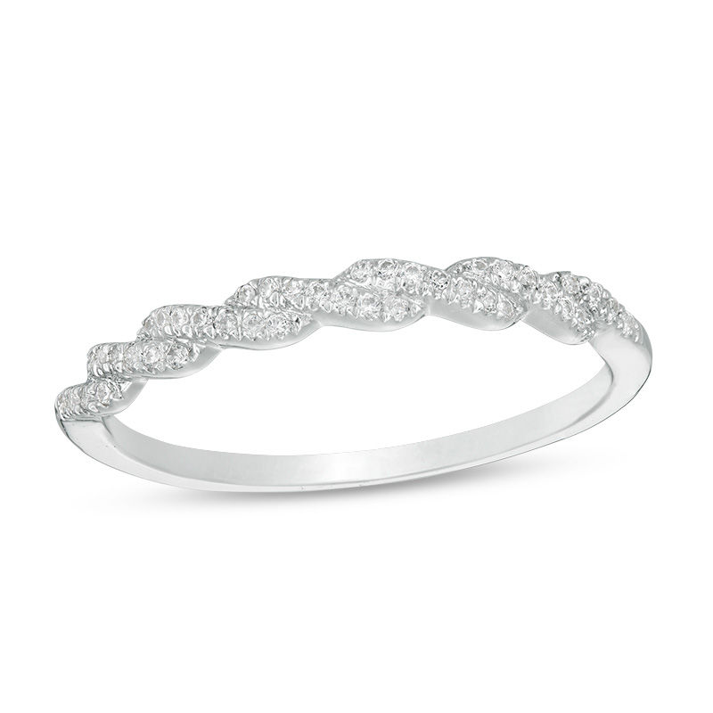 Main Image 1 of 1/10 CT. T.W. Diamond Twist Anniversary Band in 10K White Gold