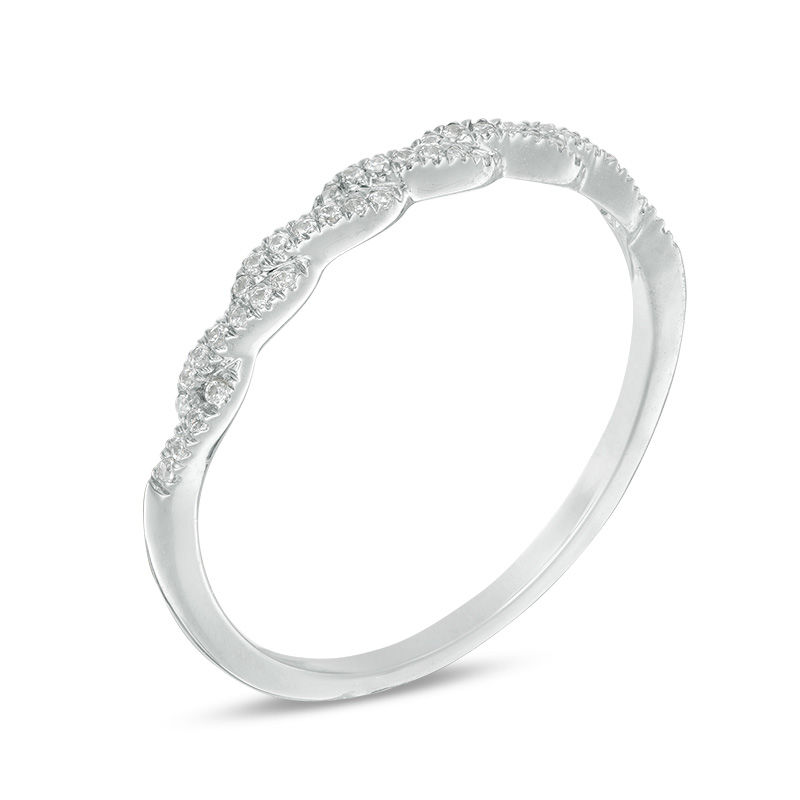 Main Image 2 of 1/10 CT. T.W. Diamond Twist Anniversary Band in 10K White Gold