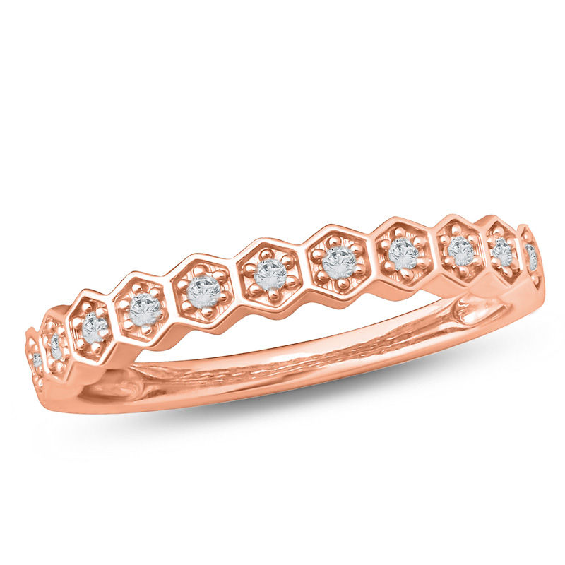 Main Image 1 of 1/10 CT. T.W. Diamond Hexagon Stackable Band in 10K Rose Gold