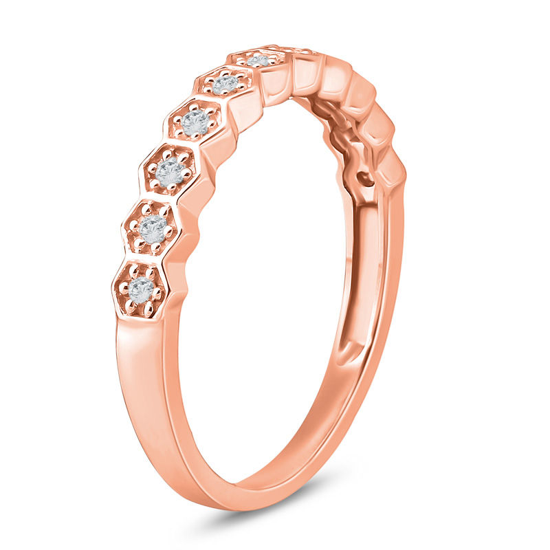 Main Image 2 of 1/10 CT. T.W. Diamond Hexagon Stackable Band in 10K Rose Gold