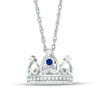 Thumbnail Image 0 of Lab-Created Blue and White Sapphire Tiara Pendant in Sterling Silver