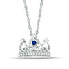 Thumbnail Image 1 of Lab-Created Blue and White Sapphire Tiara Pendant in Sterling Silver