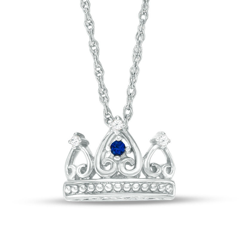 Lab-Created Blue and White Sapphire Tiara Pendant in Sterling Silver