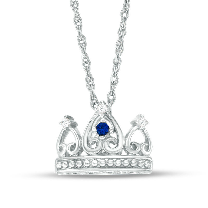 Main Image 1 of Lab-Created Blue and White Sapphire Tiara Pendant in Sterling Silver