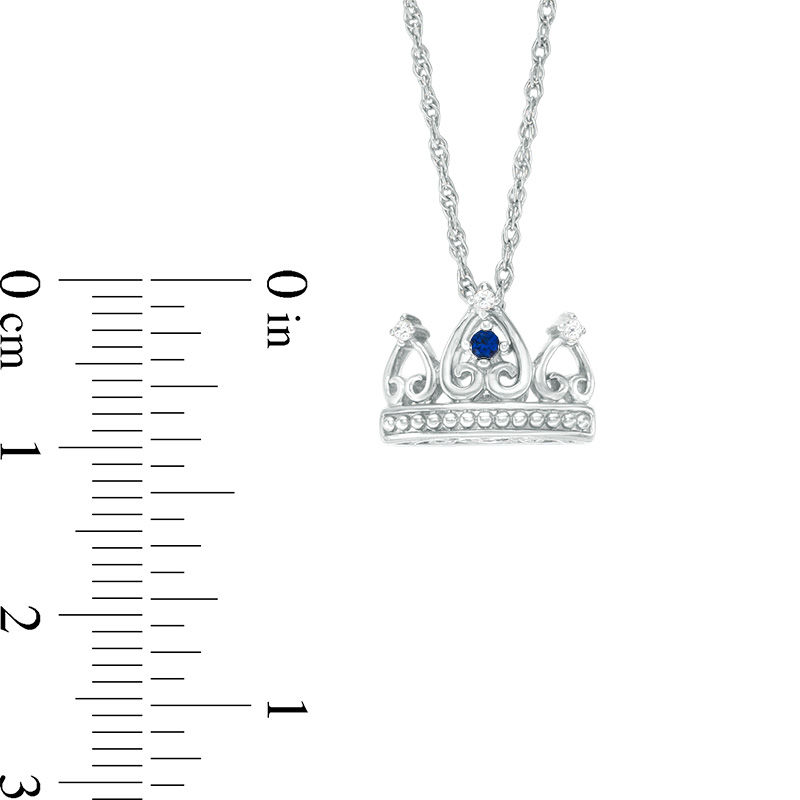 Lab-Created Blue and White Sapphire Tiara Pendant in Sterling Silver