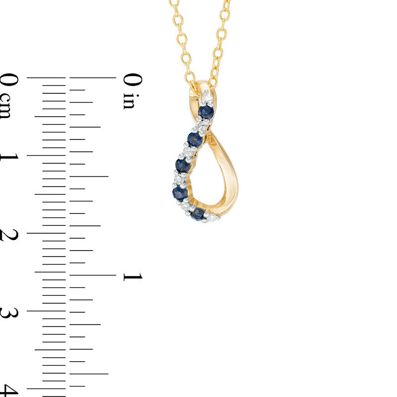 Main Image 2 of Blue Sapphire and Diamond Accent Infinity Pendant in 10K Gold