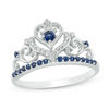 Thumbnail Image 1 of Lab-Created Blue and White Sapphire Tiara Ring in Sterling Silver