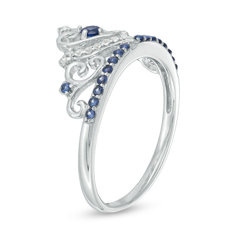 Main Image 2 of Lab-Created Blue and White Sapphire Tiara Ring in Sterling Silver