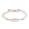 Thumbnail Image 1 of 4.0mm Moonstone Bead and Lab-Created White Sapphire Hearts Bolo Bracelet in Sterling Silver and 18K Rose Gold Plate - 9"