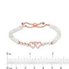 Thumbnail Image 2 of 4.0mm Moonstone Bead and Lab-Created White Sapphire Hearts Bolo Bracelet in Sterling Silver and 18K Rose Gold Plate - 9"