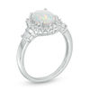 Thumbnail Image 2 of Oval Lab-Created Opal and White Sapphire Sunburst Frame Pendant and Ring Set in Sterling Silver