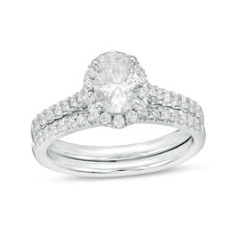 Bridal Sets Wedding Zales T W Certified Oval Diamond Frame Bridal Set In 14k