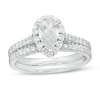 Thumbnail Image 1 of 1-1/5 CT. T.W. Certified Pear-Shaped Diamond Frame Bridal Set in 14K White Gold (I/SI2)