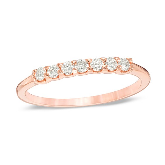 1/4 CT. T.W. Certified Diamond Seven Stone Anniversary Band in 14K Rose Gold (I/I1) 1/4 CT. T.W. Certified Diamond Seven Stone Anniversary Band in 14K Rose Gold (I/I1)