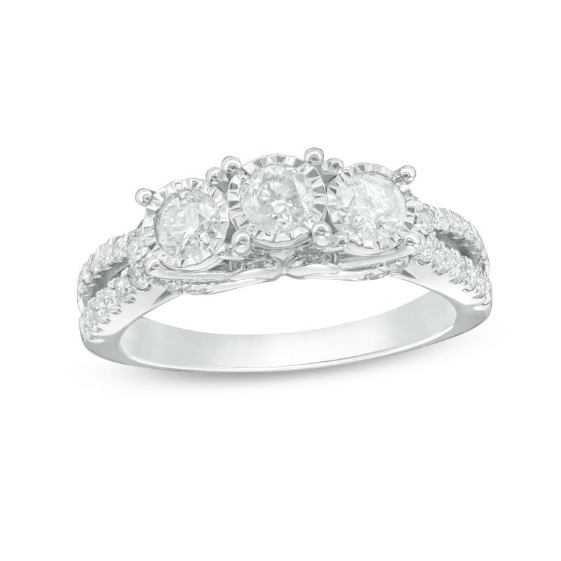 Main Image 1 of 1 CT. T.W. Diamond Past Present Future® Engagement Ring in 10K White Gold