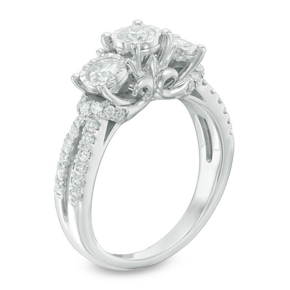 1 CT. T.w. Diamond Past Present FutureÂ® Engagement Ring in 10K White Gold