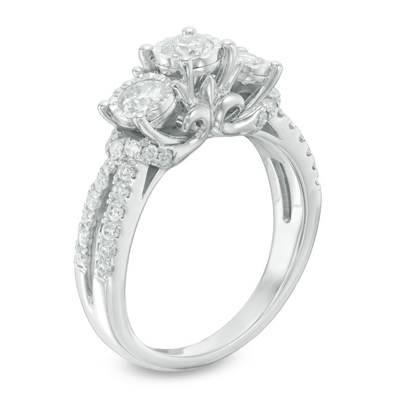 1 CT. T.W. Diamond Past Present Future® Engagement Ring in 10K White Gold