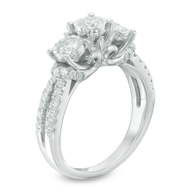 Main Image 2 of 1 CT. T.W. Diamond Past Present Future® Engagement Ring in 10K White Gold
