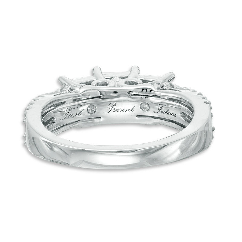 Main Image 3 of 1 CT. T.W. Princess-Cut Diamond Past Present Future® Engagement Ring in 10K White Gold