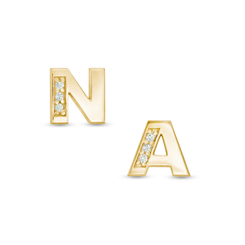 Sports And Numbers Personalized Jewelry Collections Zales Diamond Accent Initial Number Or Symbol Mismatch Stud Earrings In 10k Gold 2 Characters