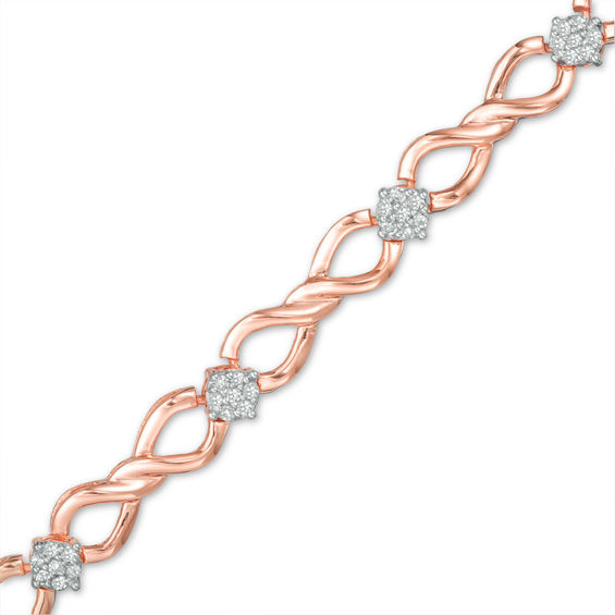 Amazon.com: Silver City Jewelry 10k Rose Gold Diamond Cross Bracelet for  Women 3/8 inch wide, 7.25 inch long: Clothing, Shoes & Jewelry