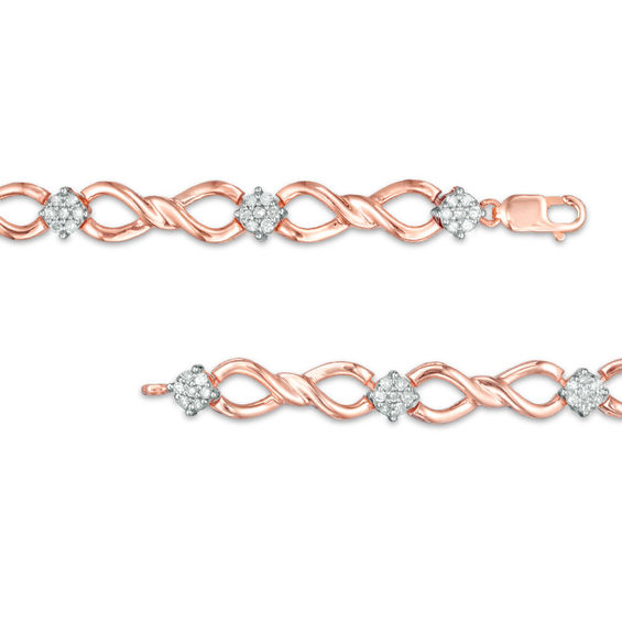 1/2 CT. T.W. Composite Diamond Infinity Bracelet in 10K Rose Gold 7.