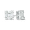 Thumbnail Image 1 of 1/4 CT. T.W. Baguette and Round Composite Diamond Stud Earrings in 10K White Gold