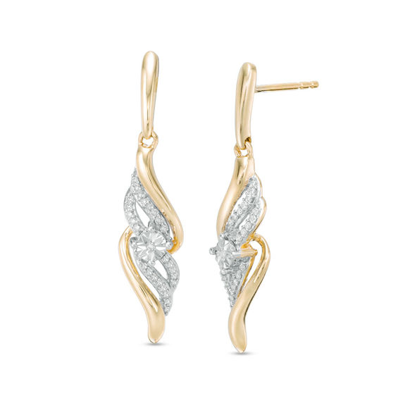 1/10 CT. T.w. Diamond Flame Drop Earrings in 10K Gold